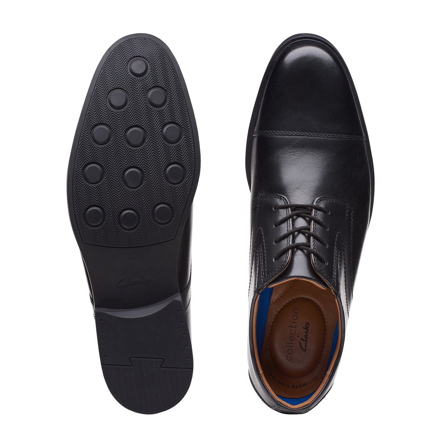 Clarks Men Whiddon Cap Black Shoes