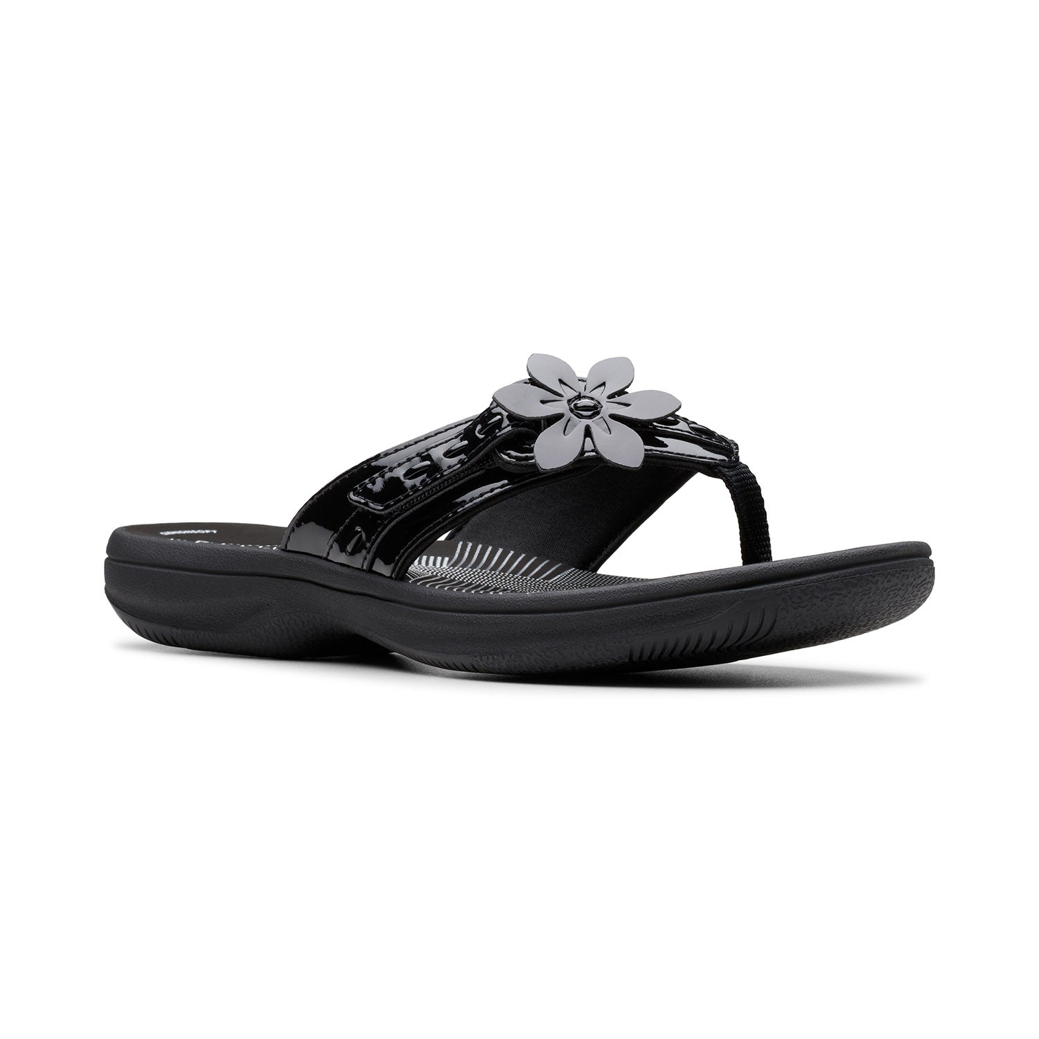 Clarks Women Brinkley Opal Black Pat Sandals
