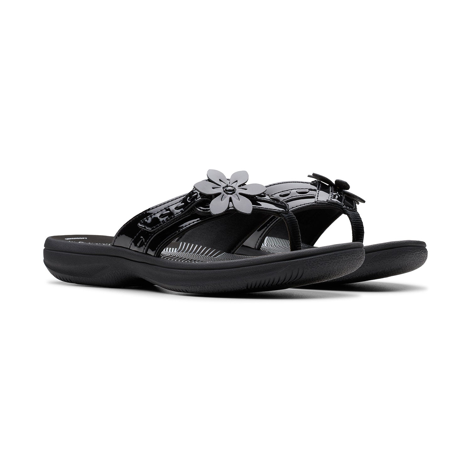 Clarks Women Brinkley Opal Black Pat Sandals