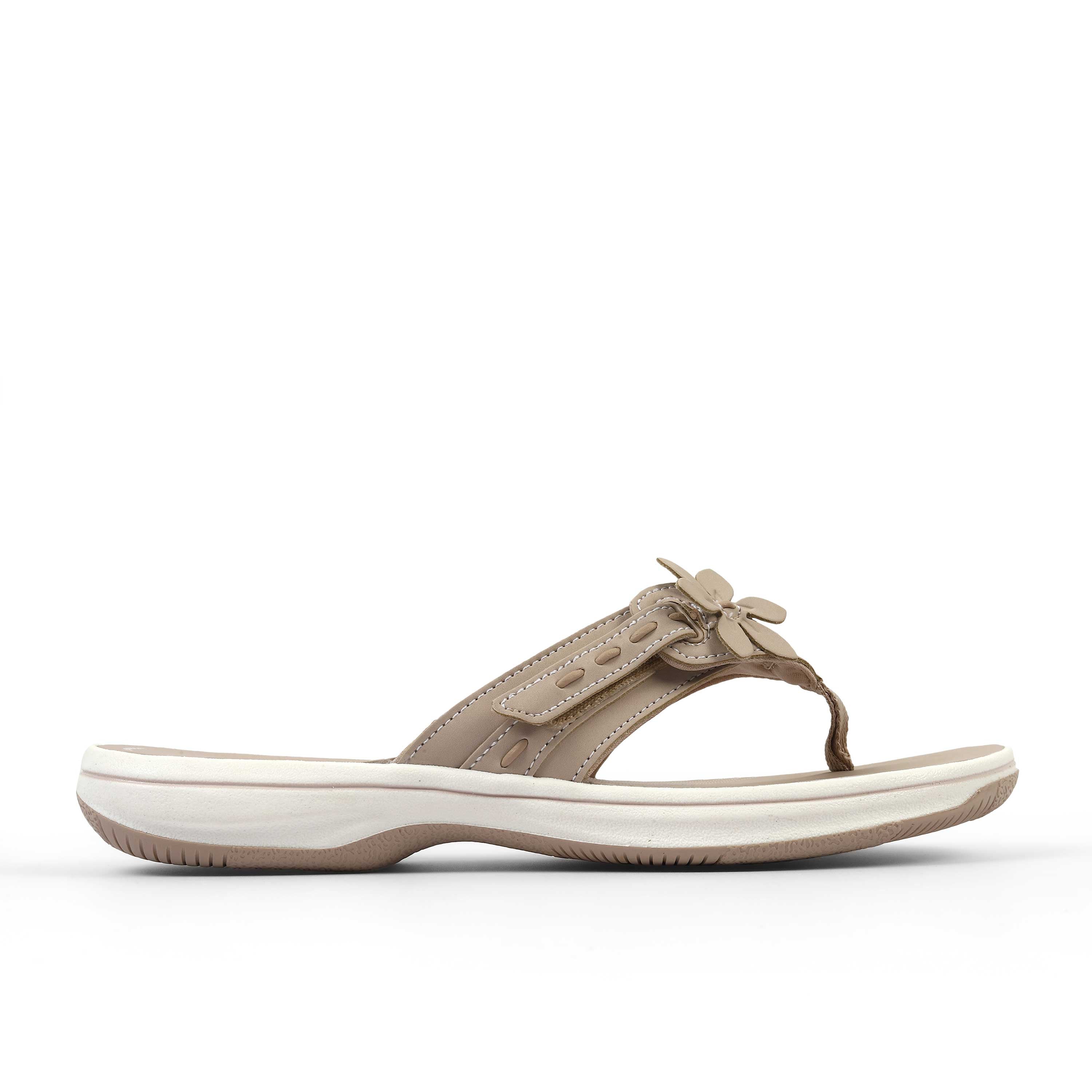 Clarks Women Brinkley Opal Beige Flip Flop