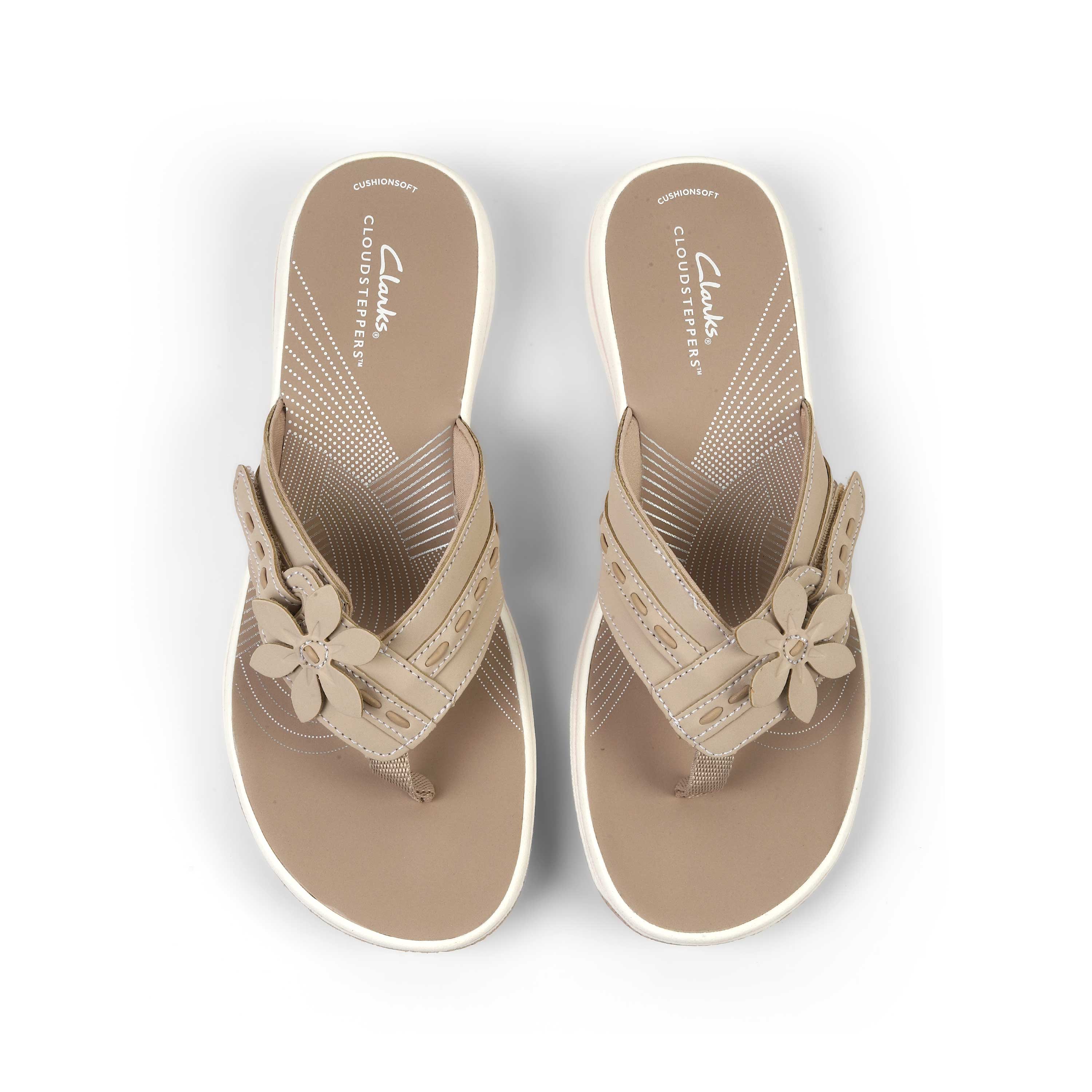 Clarks Women Brinkley Opal Beige Flip Flop