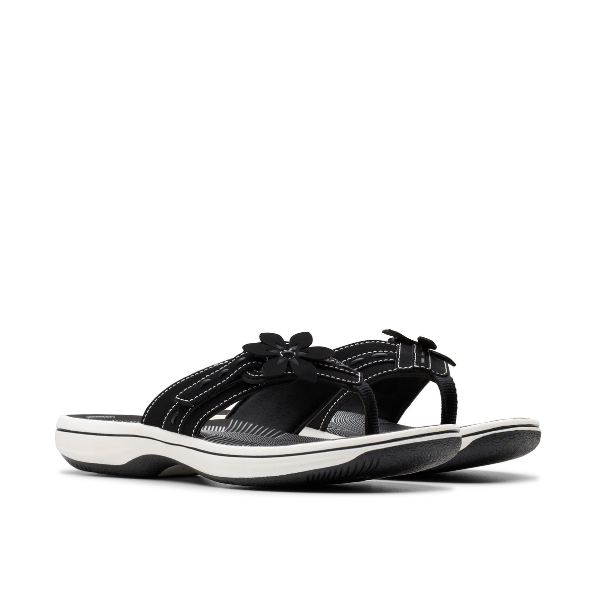 Clarks Women White-Blk Brinkley Opal Sandals