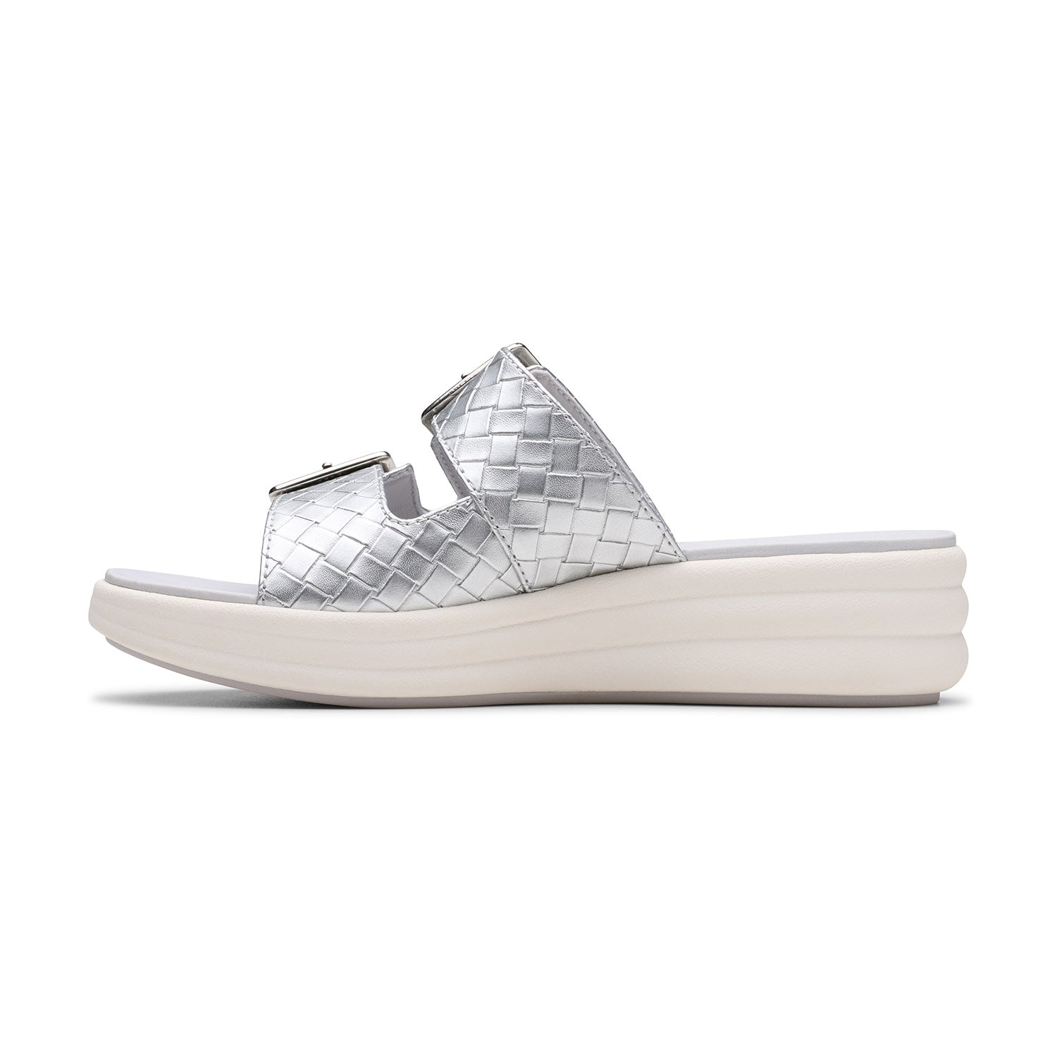 Clarks Women Drift Buckle Silver Sandals