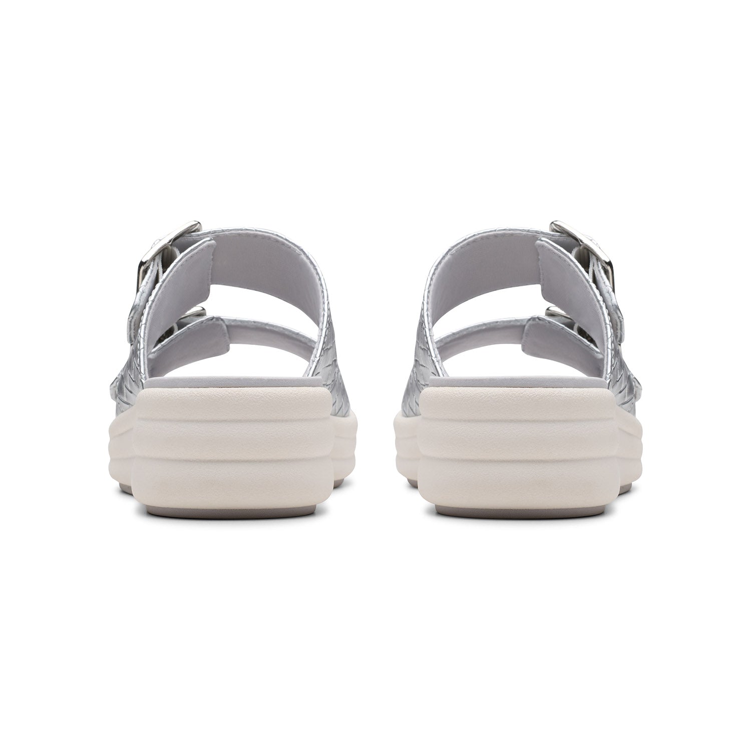 Clarks Women Drift Buckle Silver Sandals