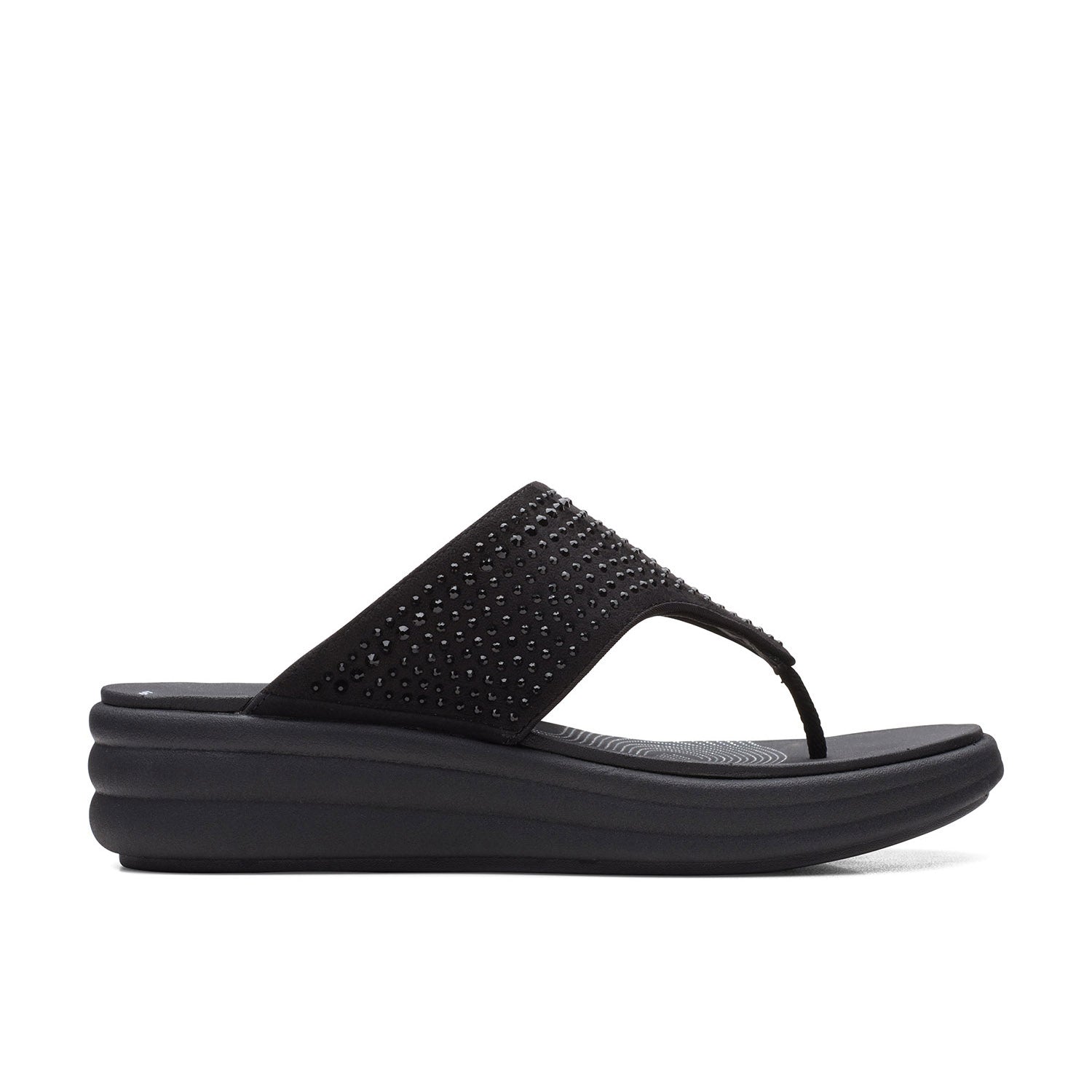 Clarks Women Drift Jaunt Blacksuede Sandals