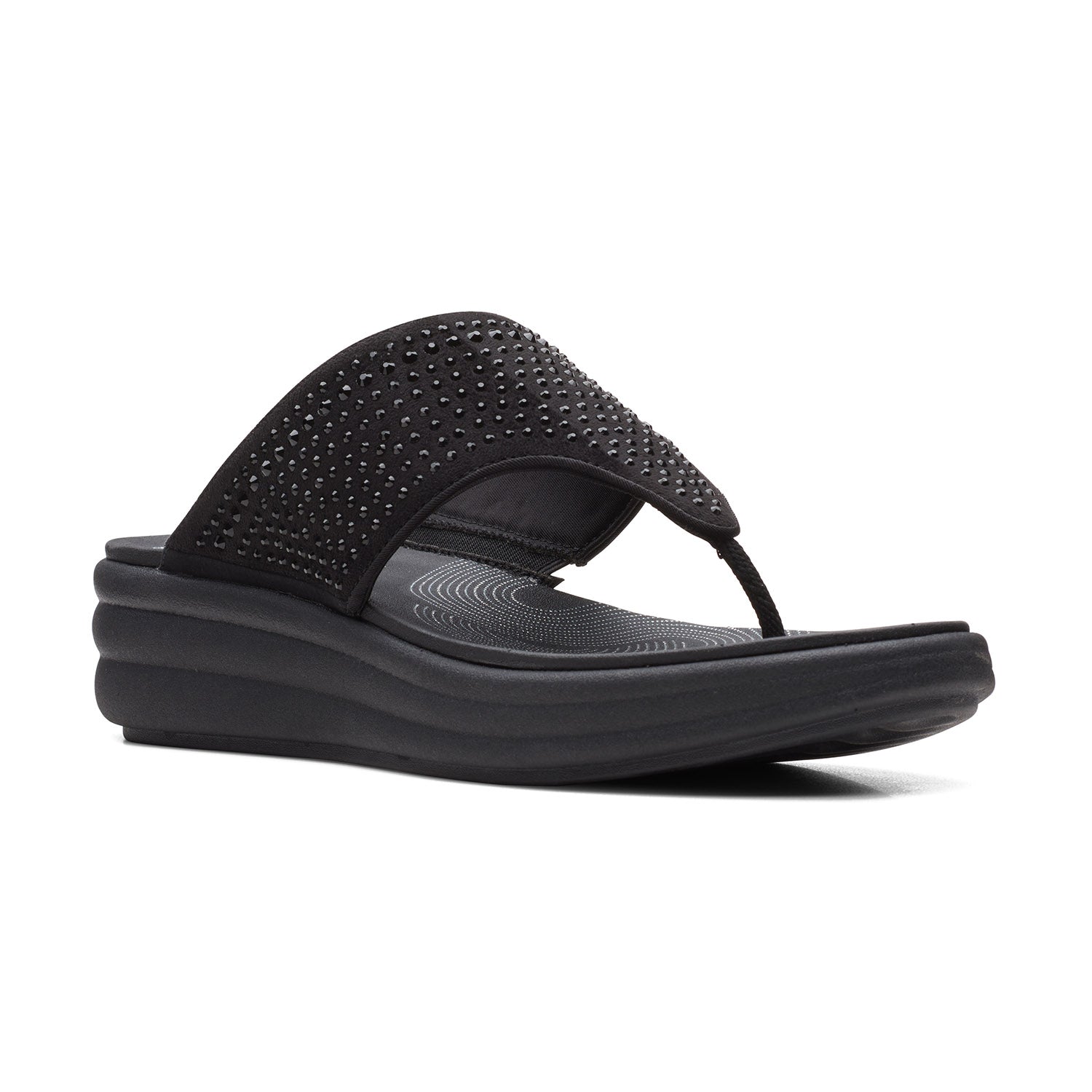 Clarks Women Drift Jaunt Blacksuede Sandals