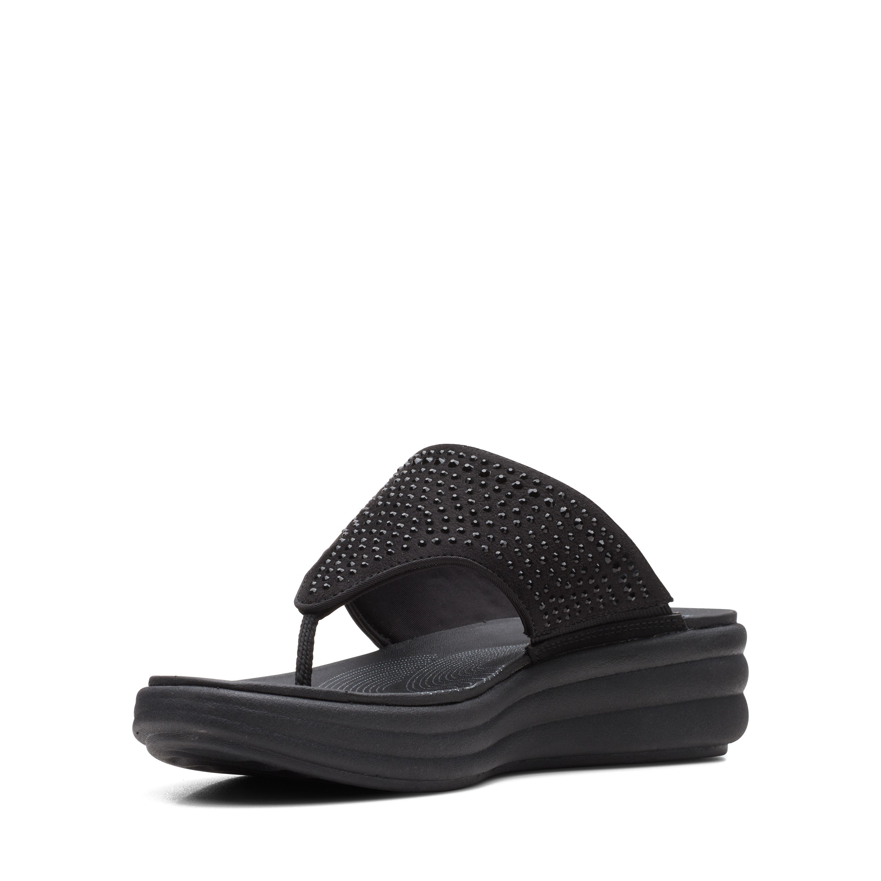 Clarks Women Blacksuede Drift Jaunt Sandals