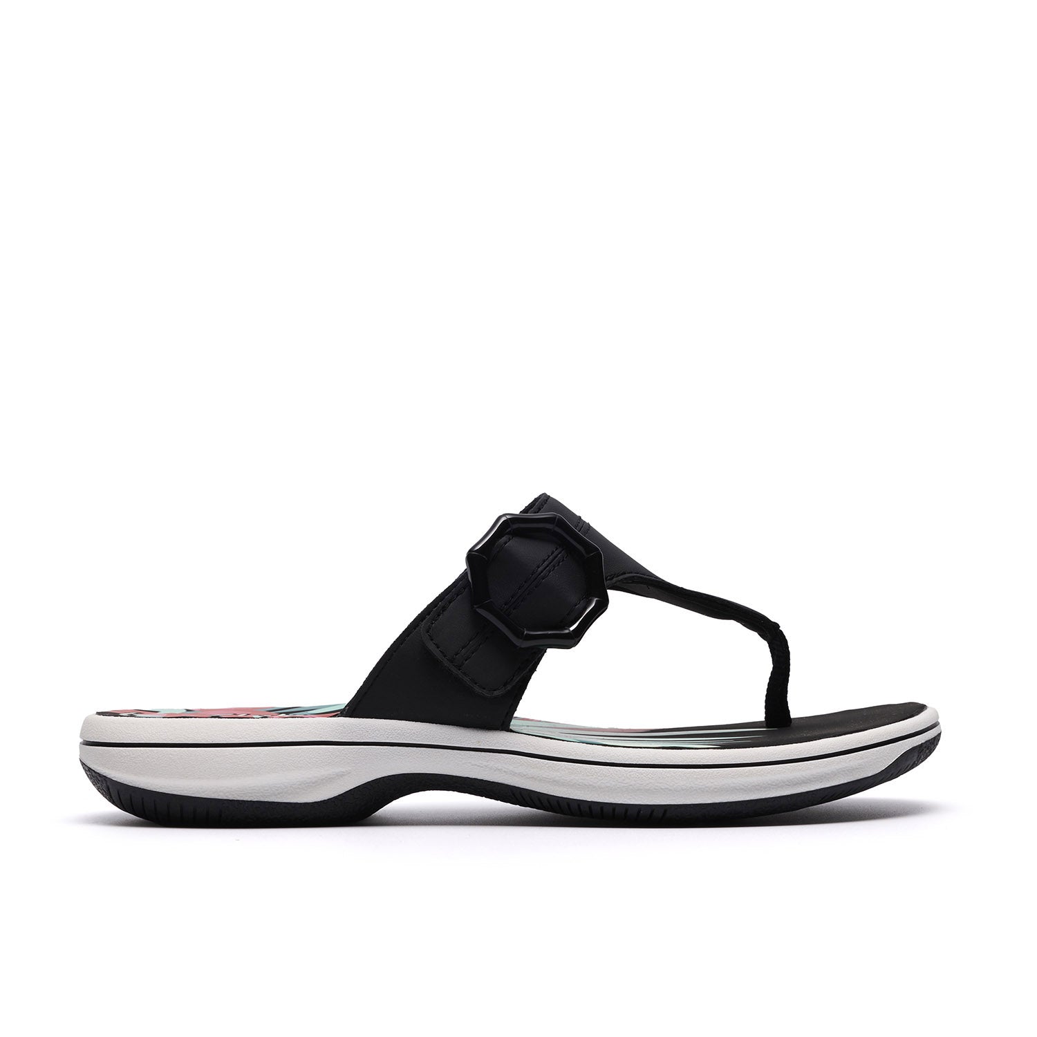 Clarks Women Brinkley Cove Black Pat Sandals