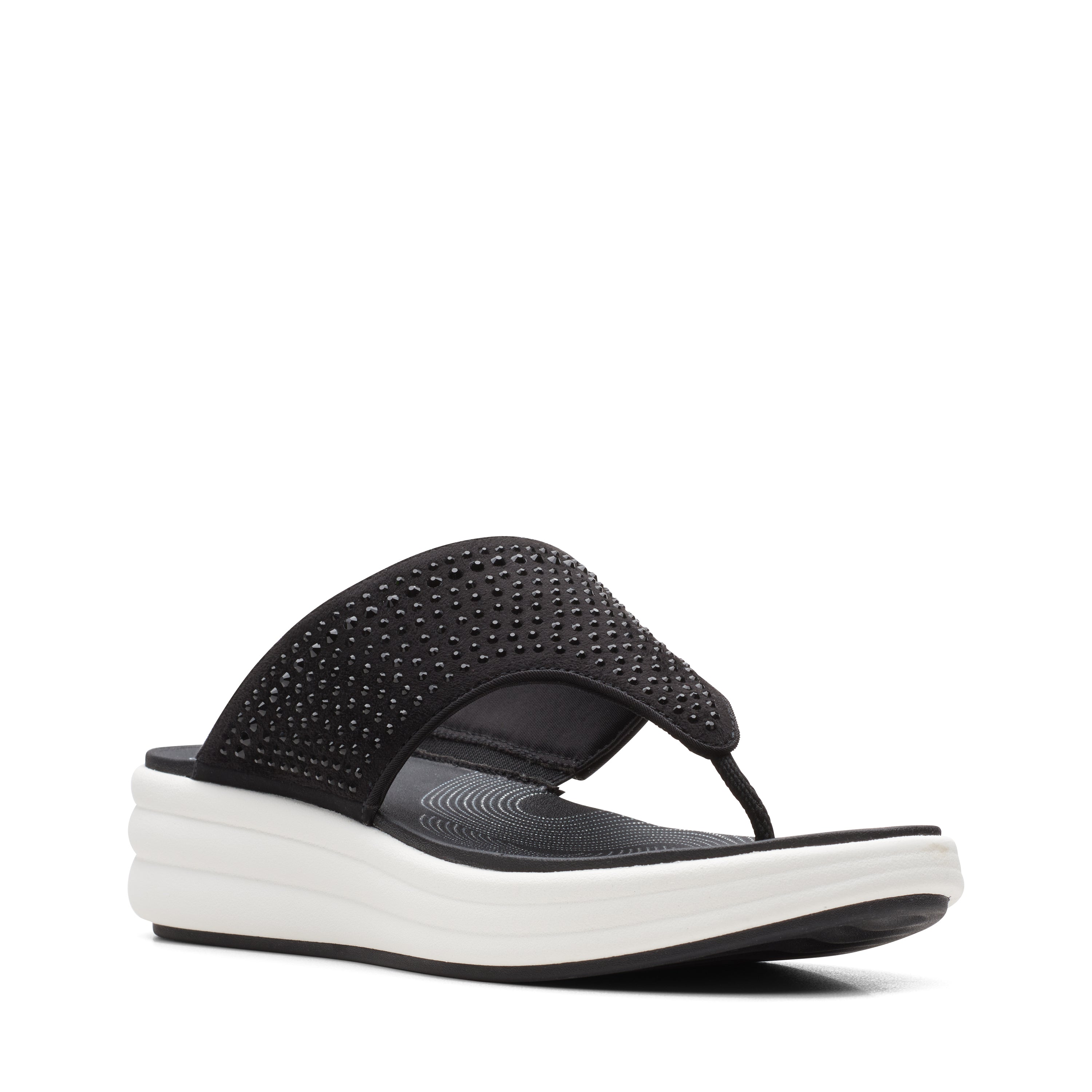Clarks Women Drift Jaunt Black Flip Flop