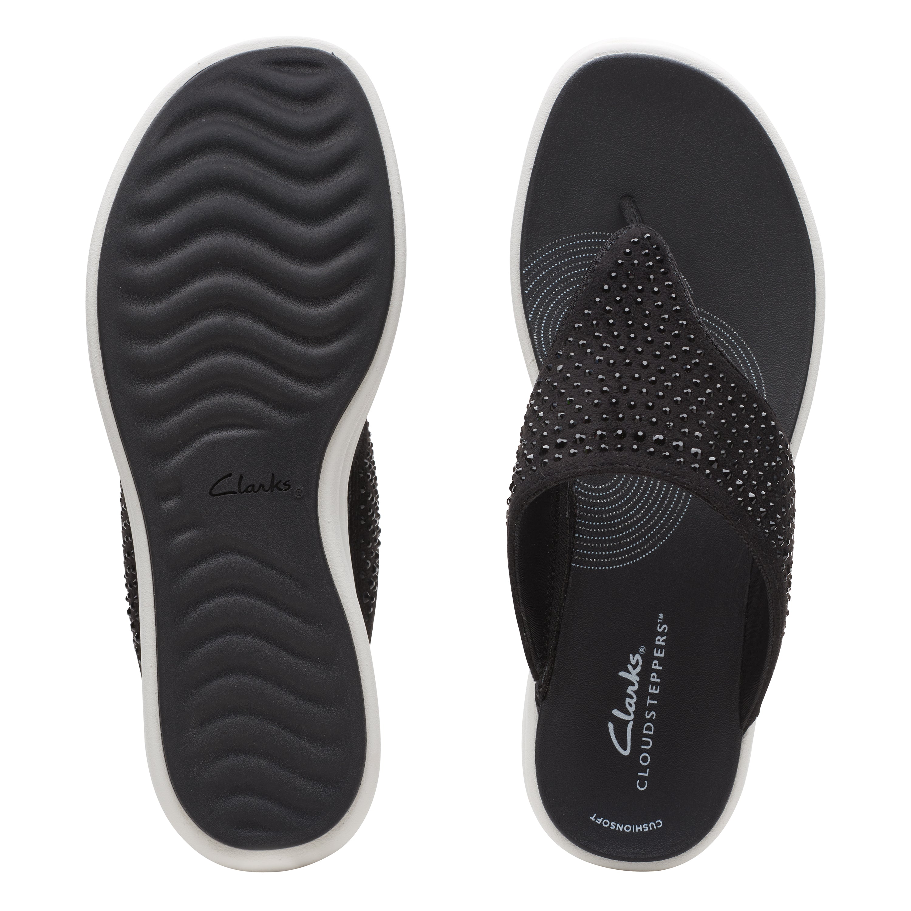 Clarks Women Drift Jaunt Black Flip Flop