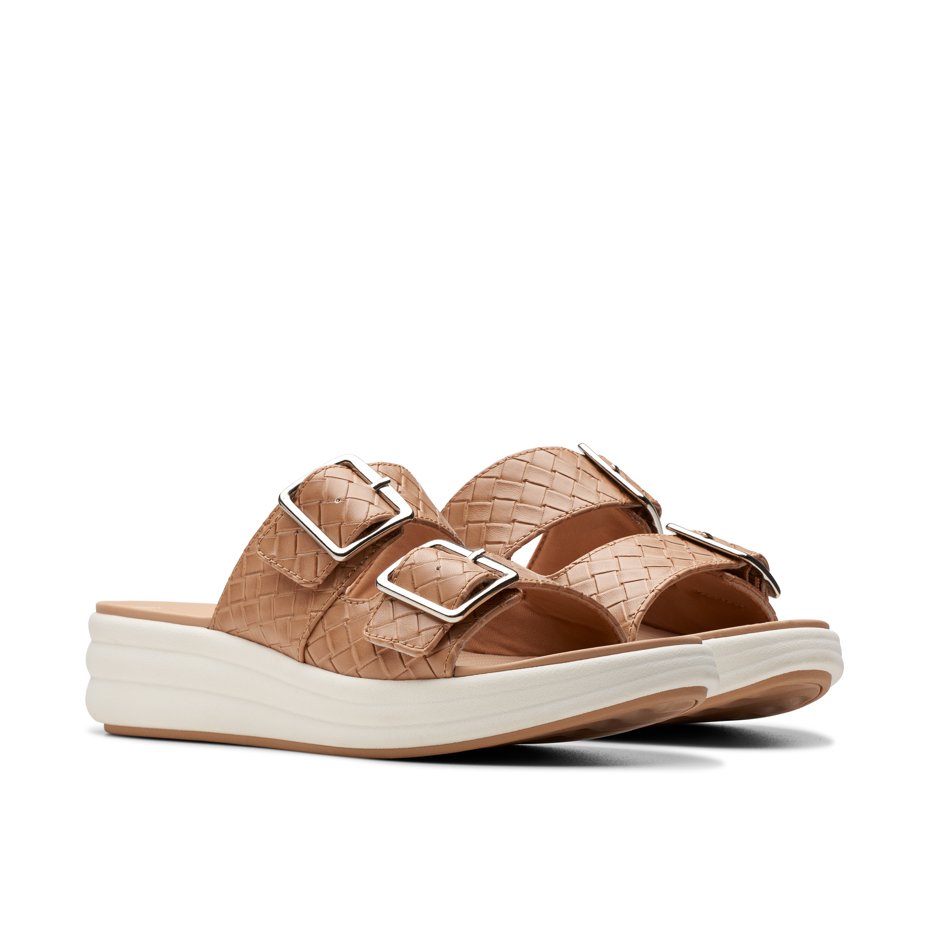 Clarks Women Drift Buckle Beige Slide