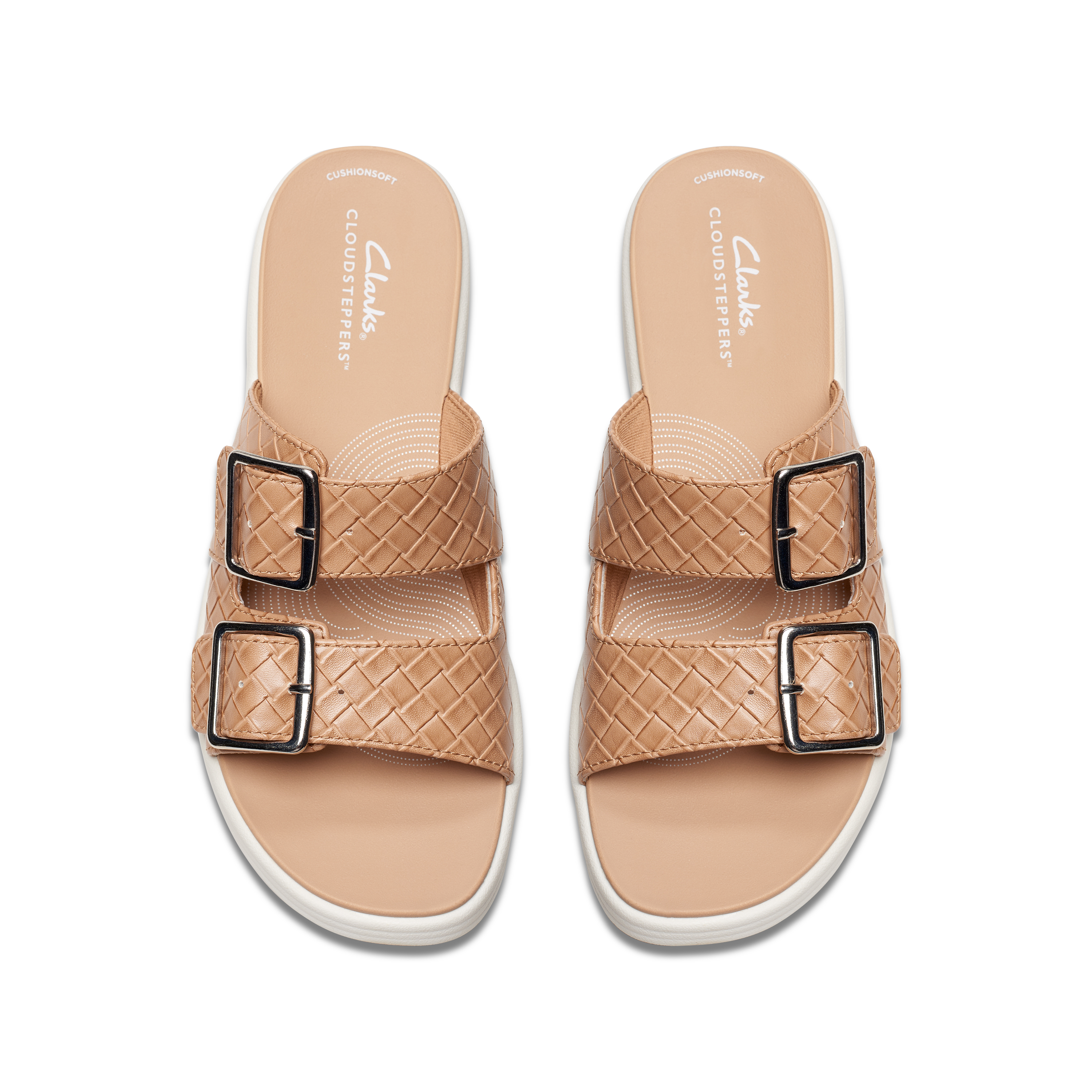 Clarks Women Drift Buckle Beige Slide