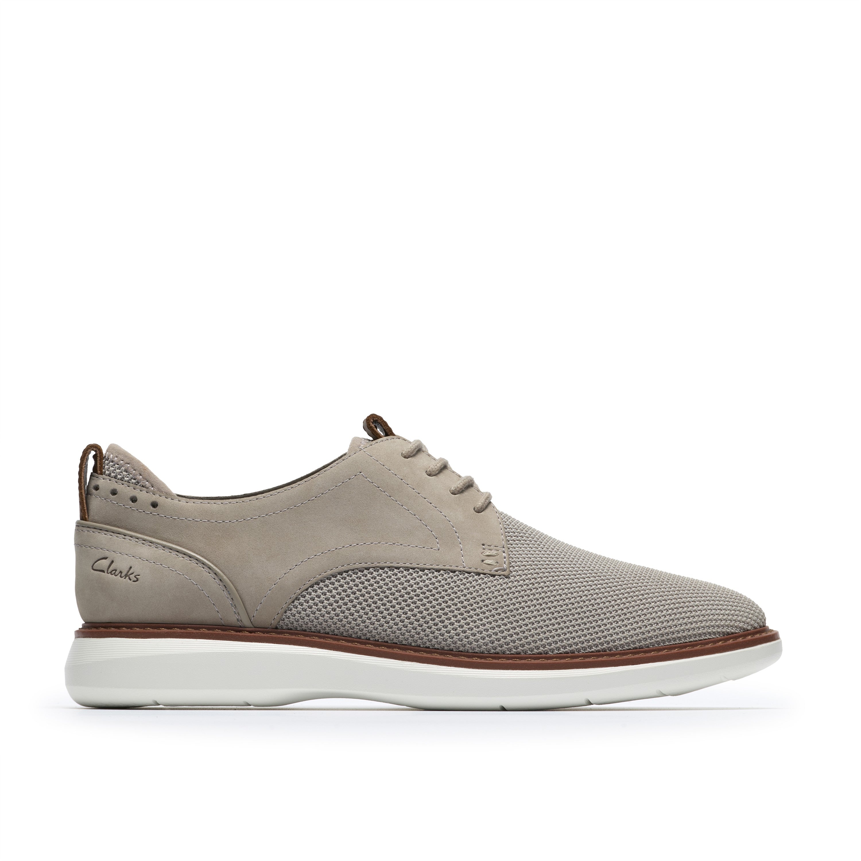 Clarks Men Grey Brantin Plain Shoes