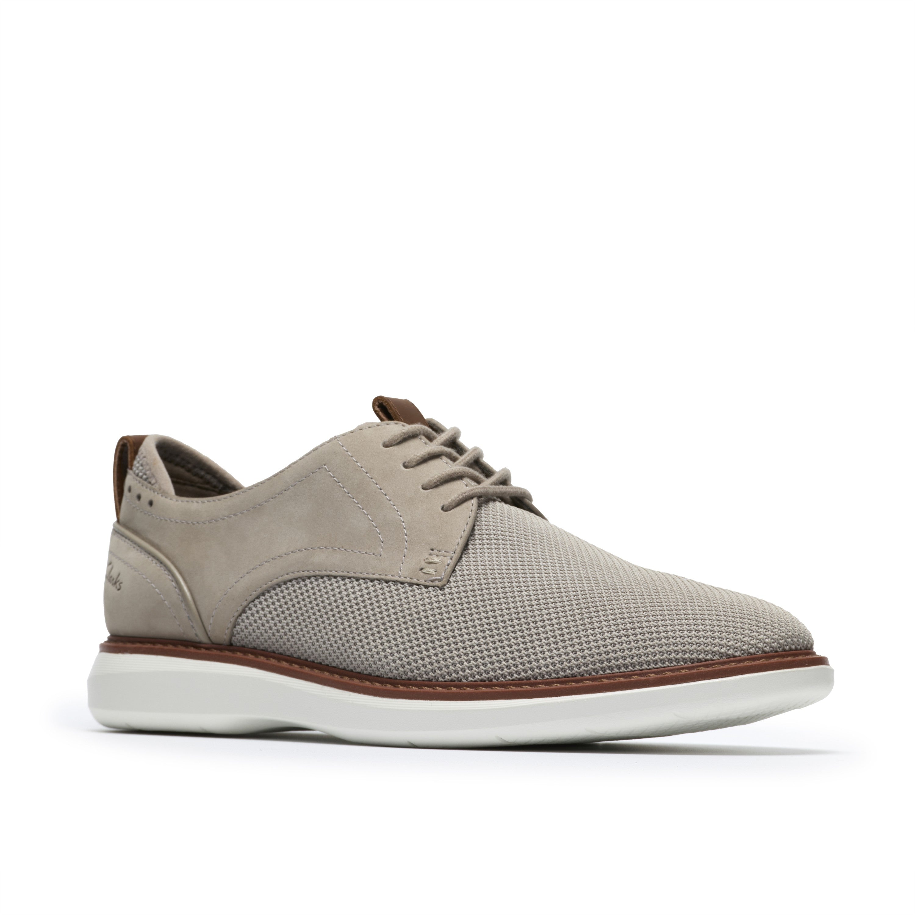 Clarks Men Grey Brantin Plain Shoes