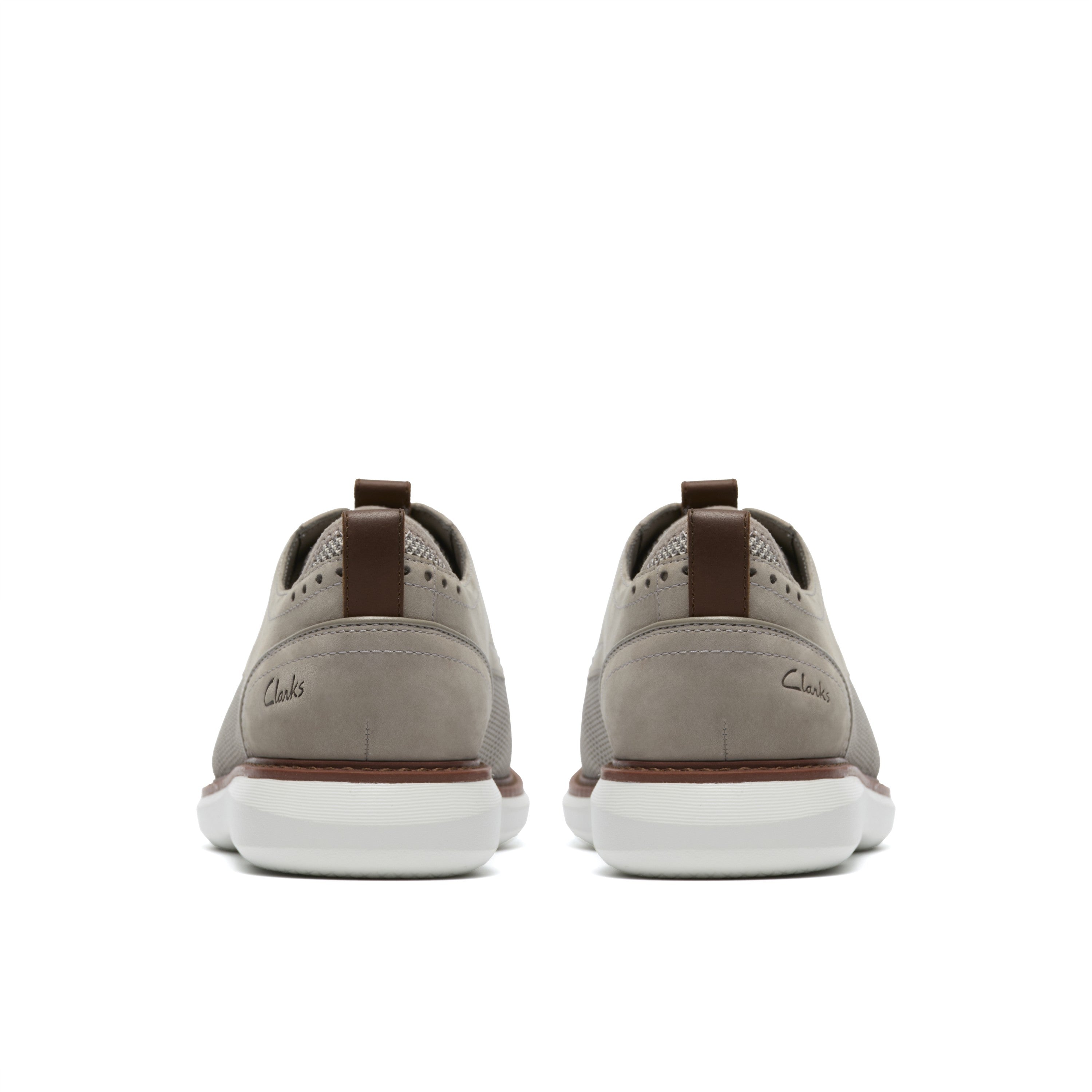 Clarks Men Grey Brantin Plain Shoes