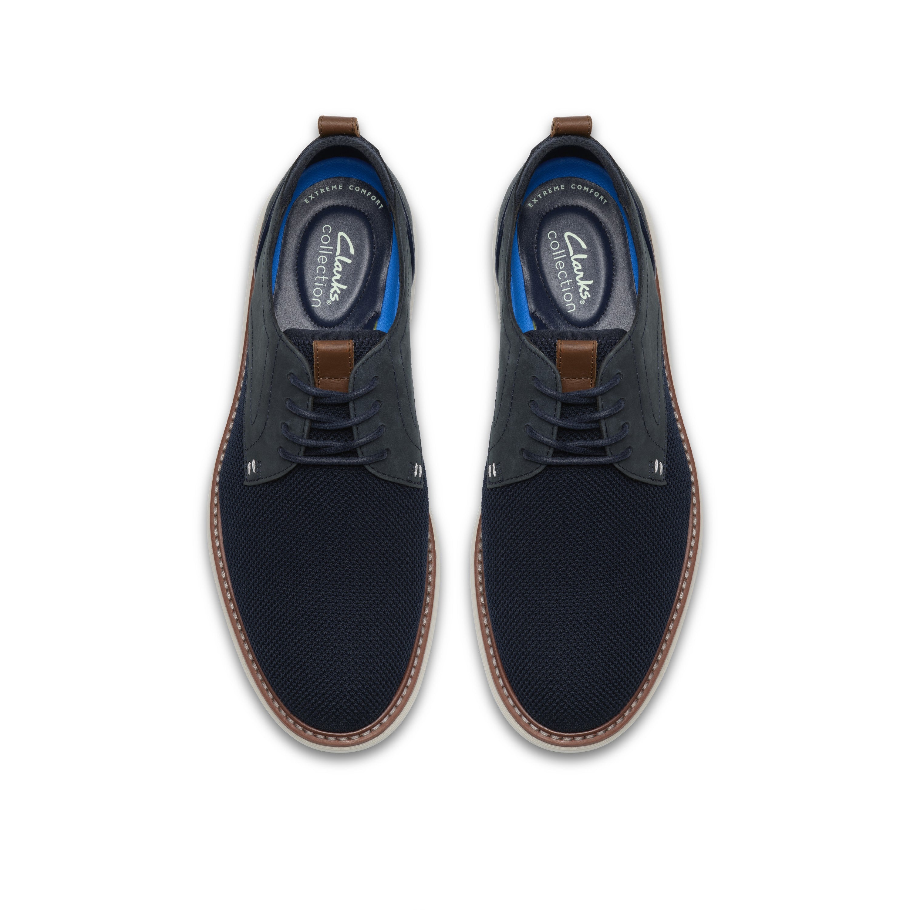 Clarks Men Blue-Navy Brantin Plain Shoes