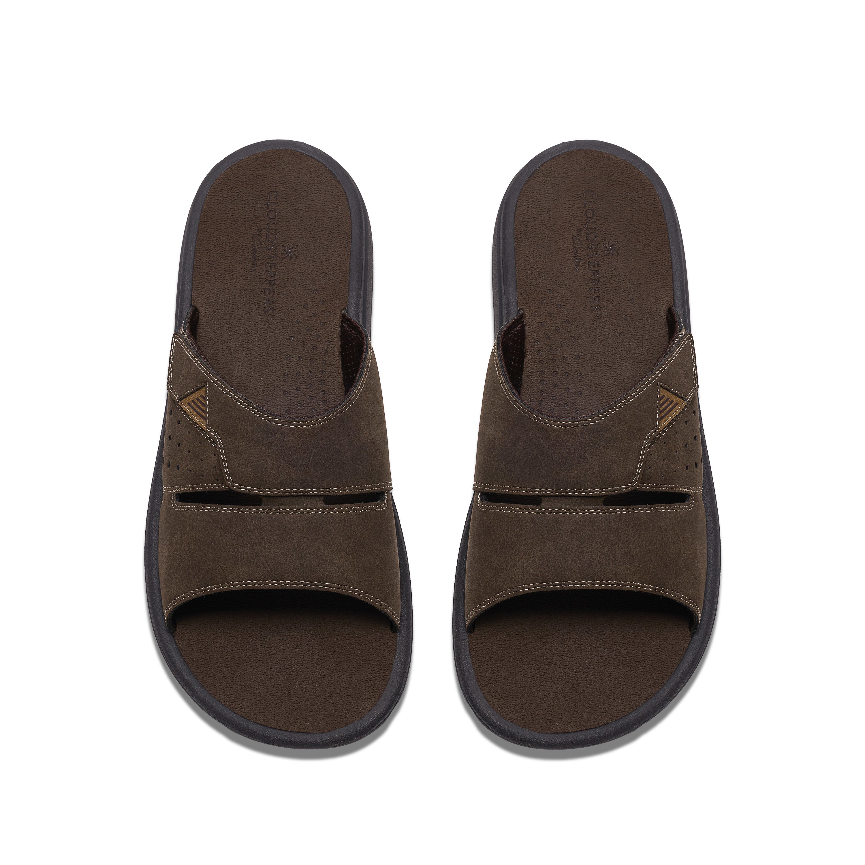 Clarks Men Brown Brinkley Slide Sandals