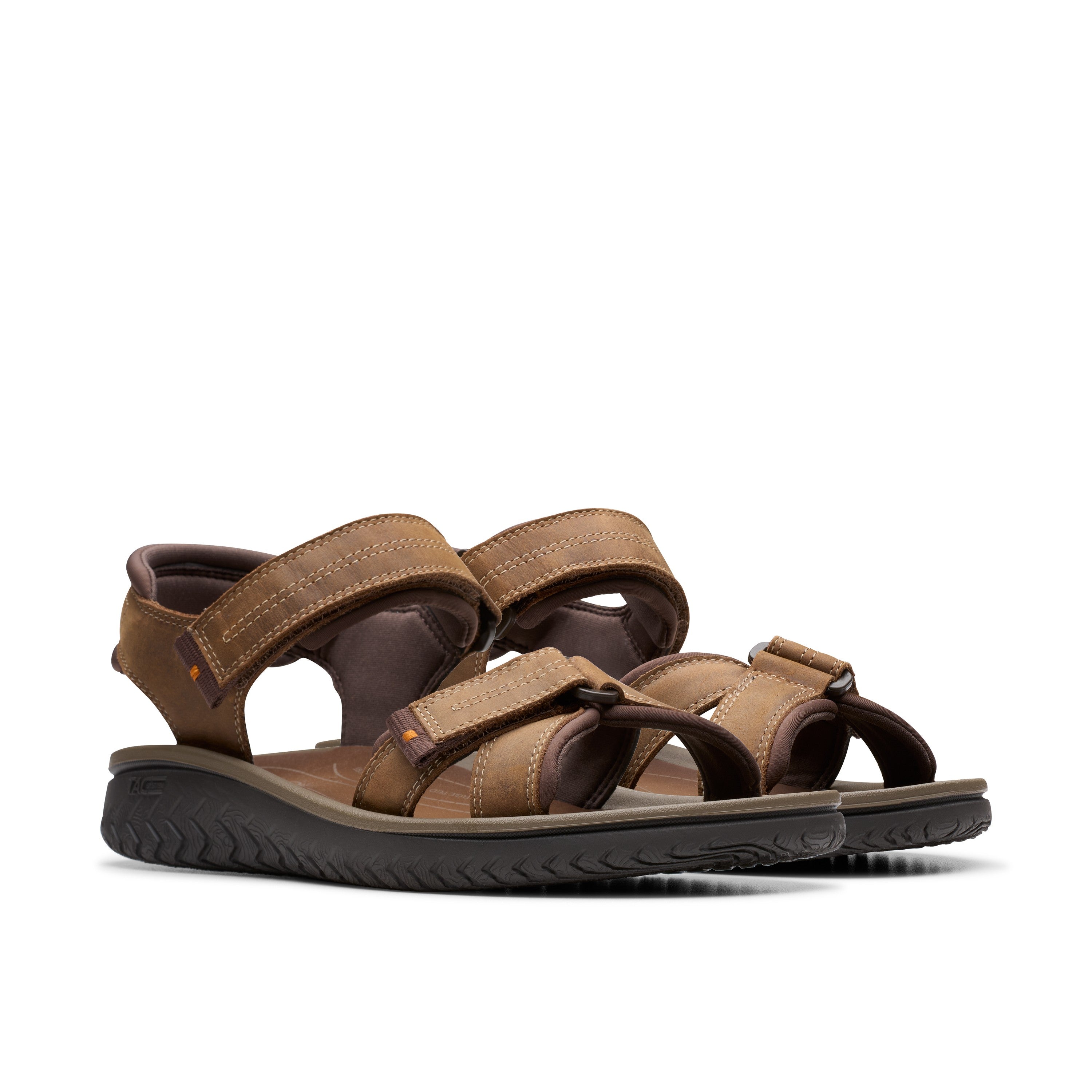 Clarks Men Brown-Beige Wesley Shore Sandals