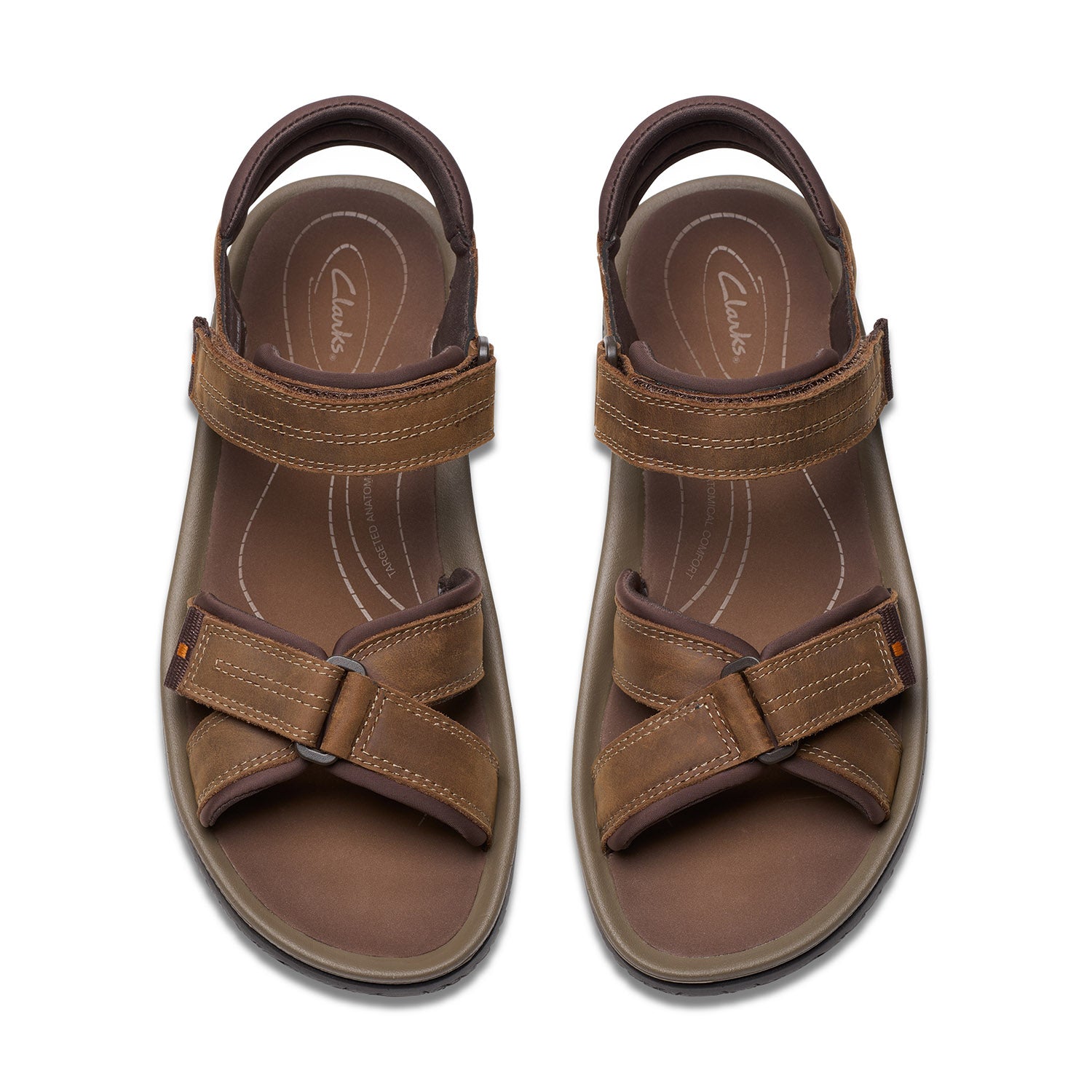 Clarks Men Wesley Shore Brown-Beige Sandals