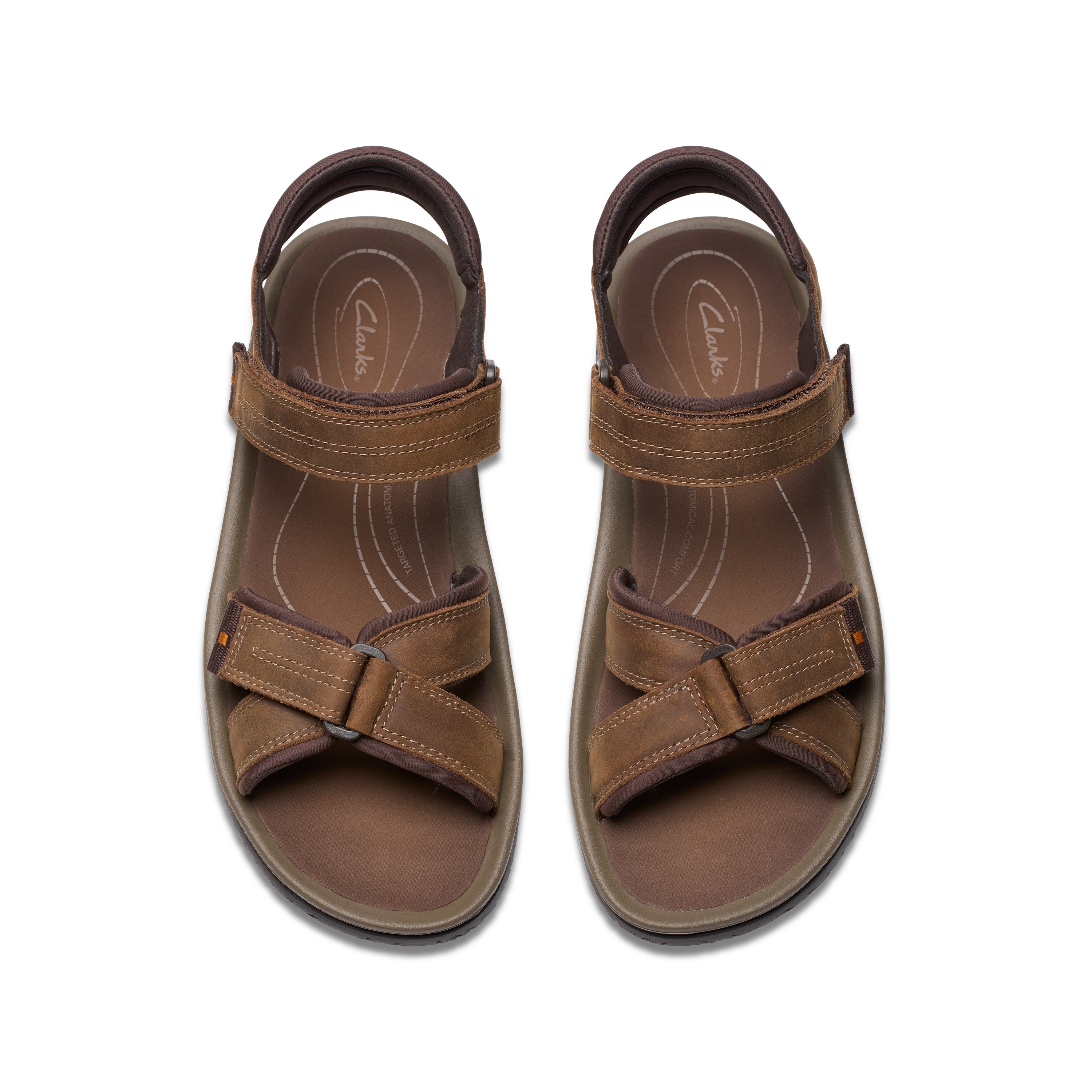 Clarks Men Brown-Beige Wesley Shore Sandals