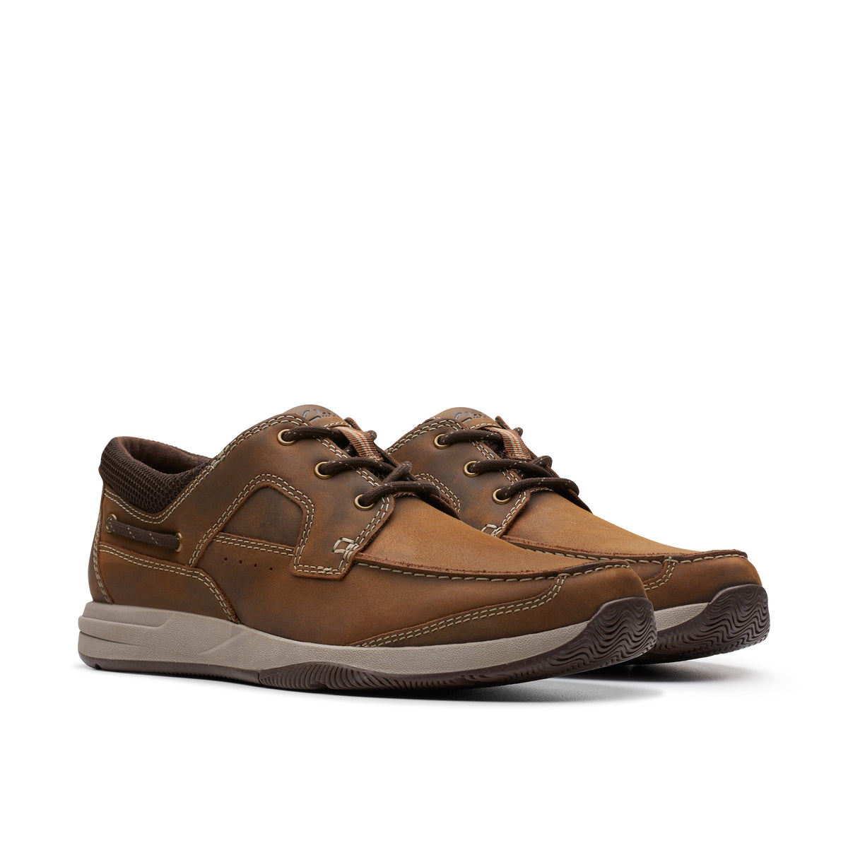 Clarks Men Brown-Beige Sailview Lace Shoes
