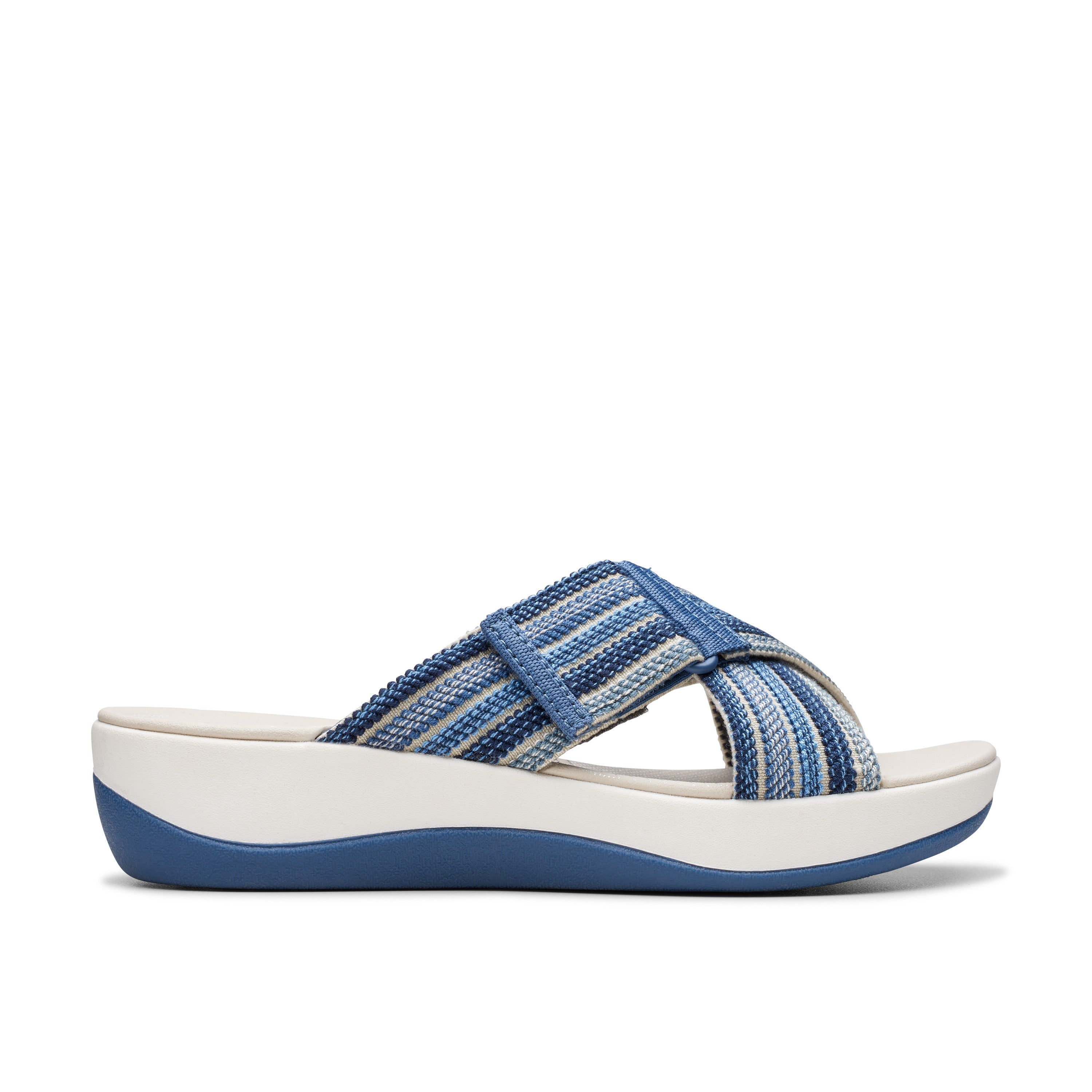 Clarks Women White-Blue Arla Wave Sandals