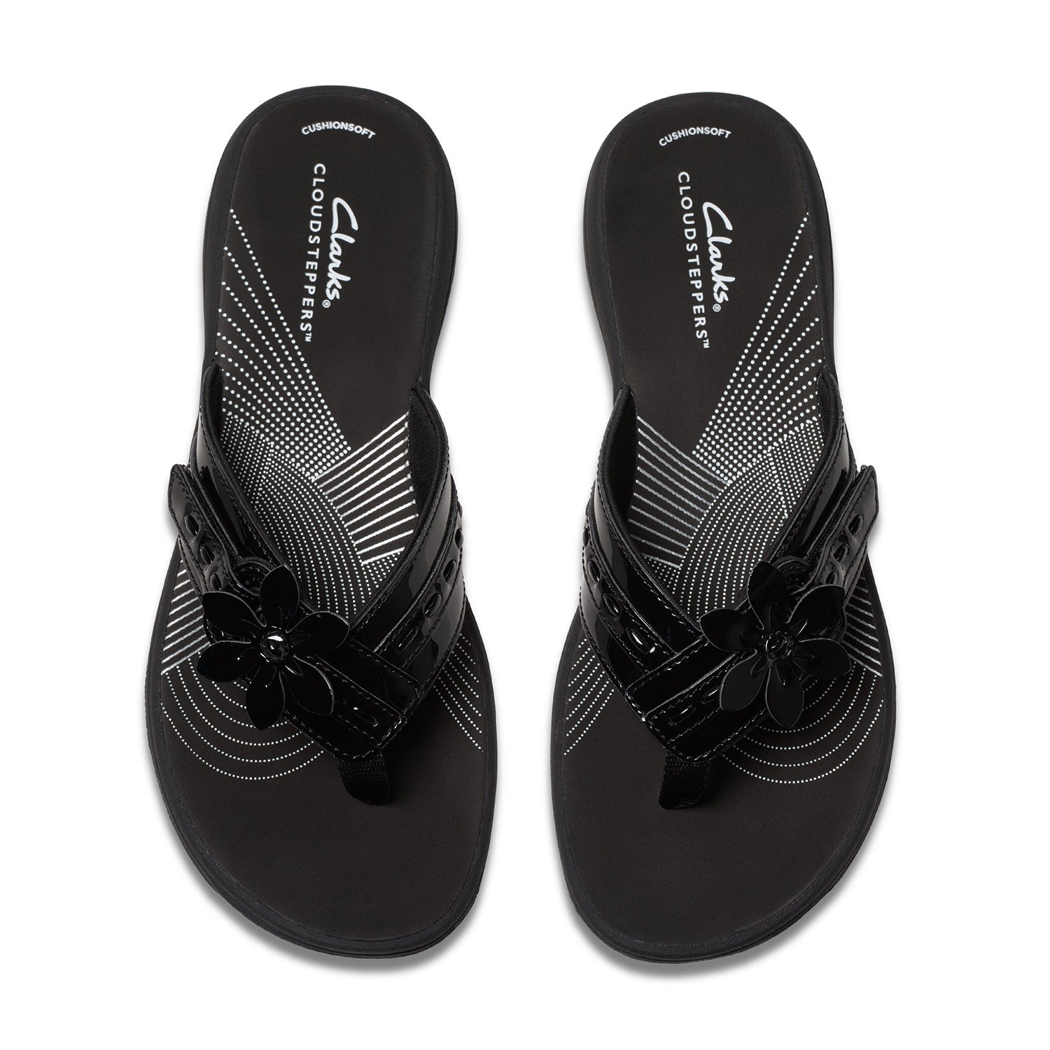 Clarks Women Brinkley Opal Black Pat Sandals