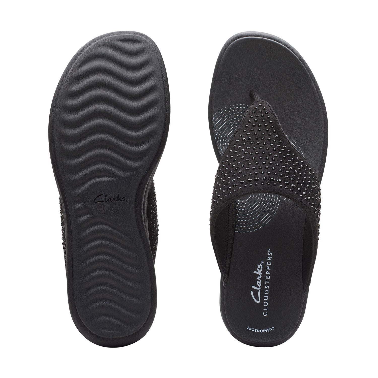 Clarks Women Blacksuede Drift Jaunt Sandals