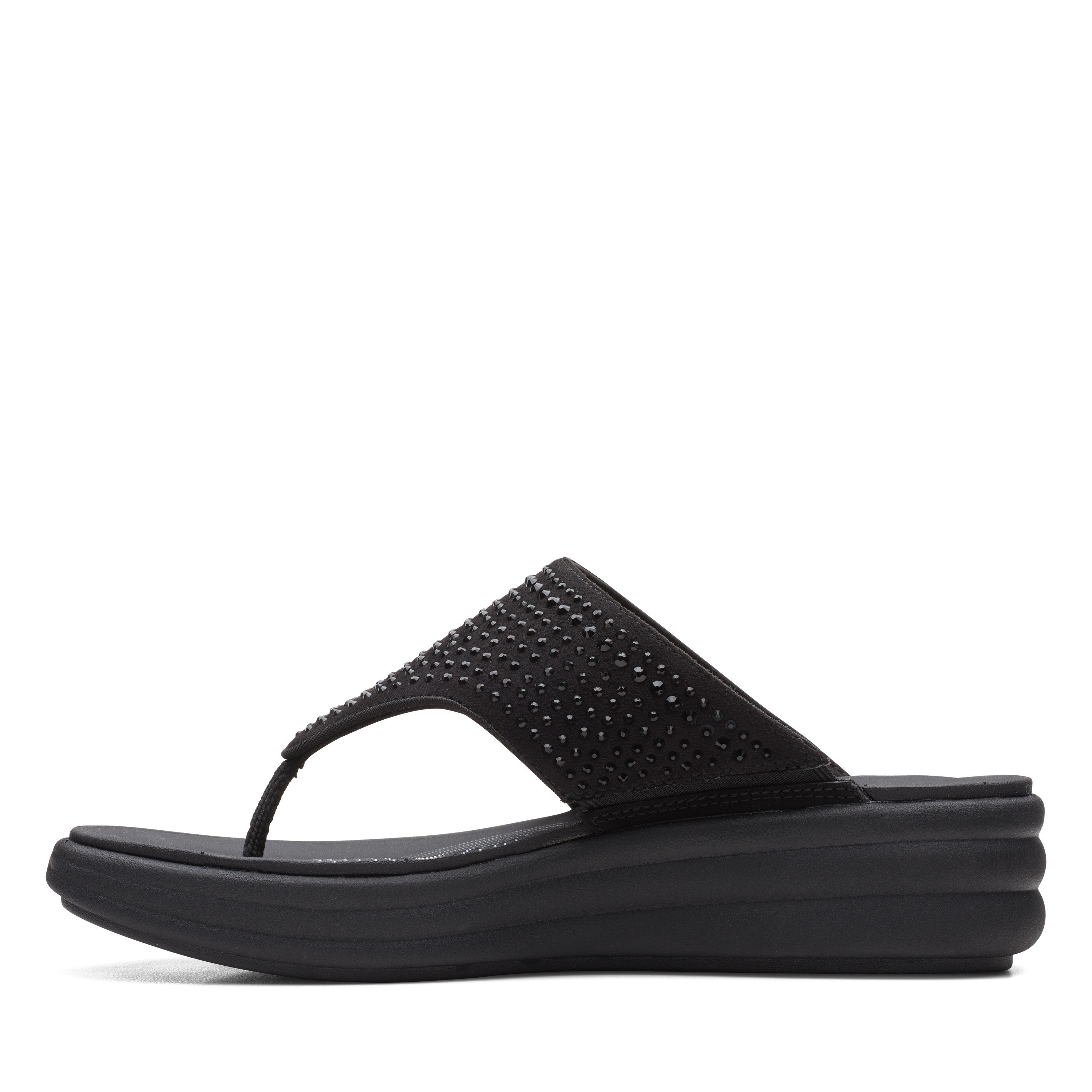Clarks Women Blacksuede Drift Jaunt Sandals