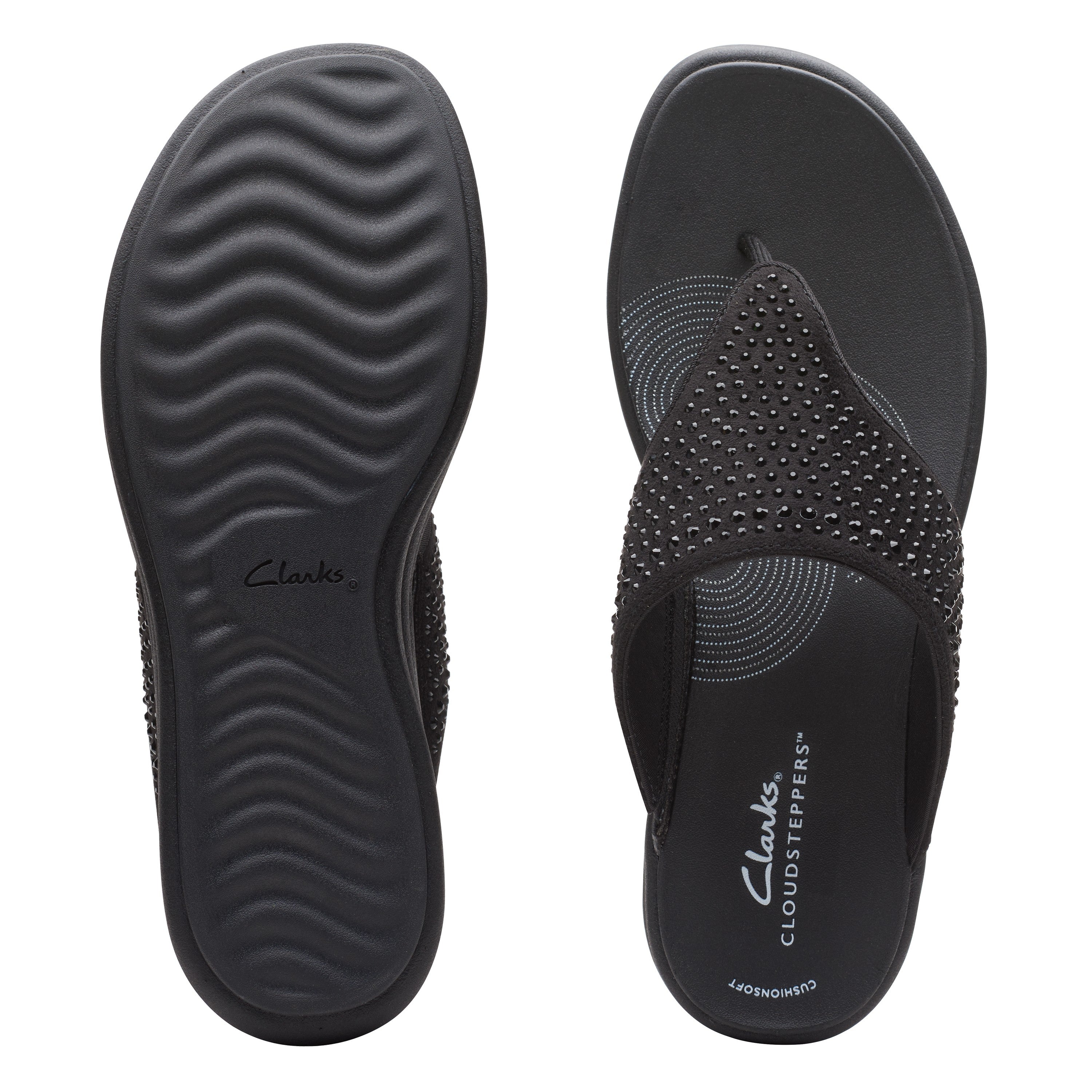 Clarks Women Blacksuede Drift Jaunt Sandals