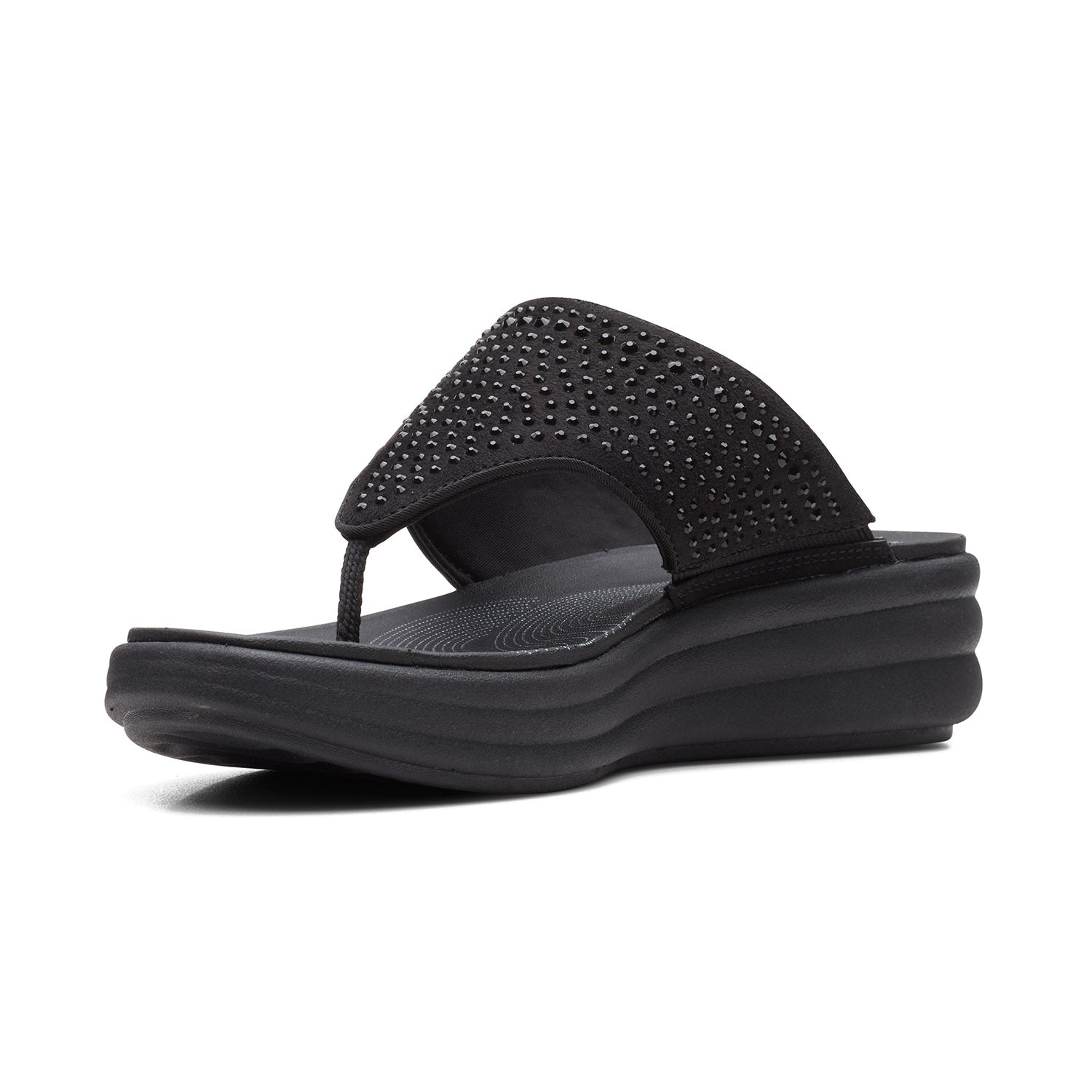 Clarks Women Blacksuede Drift Jaunt Sandals