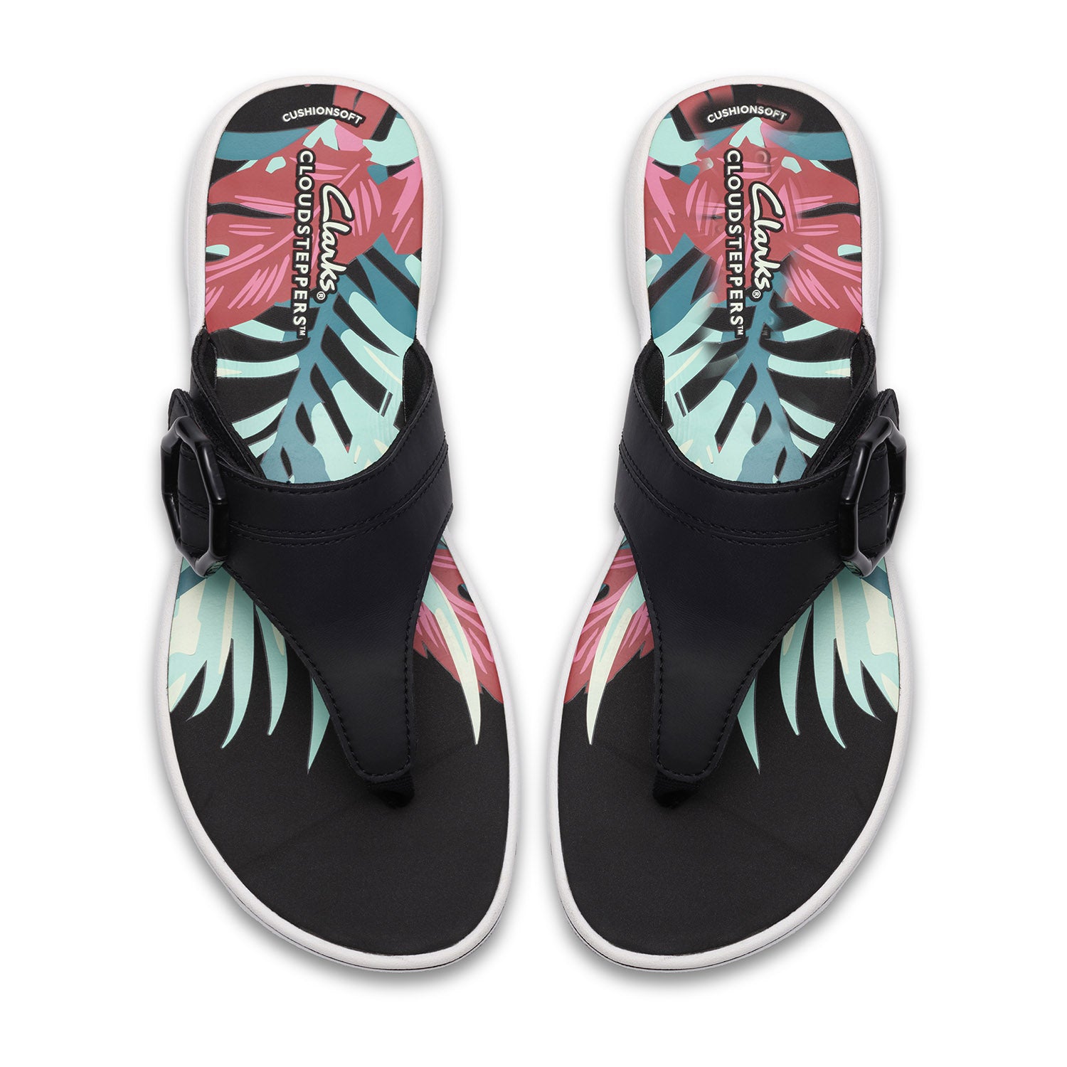 Clarks Women Brinkley Cove Black Pat Sandals