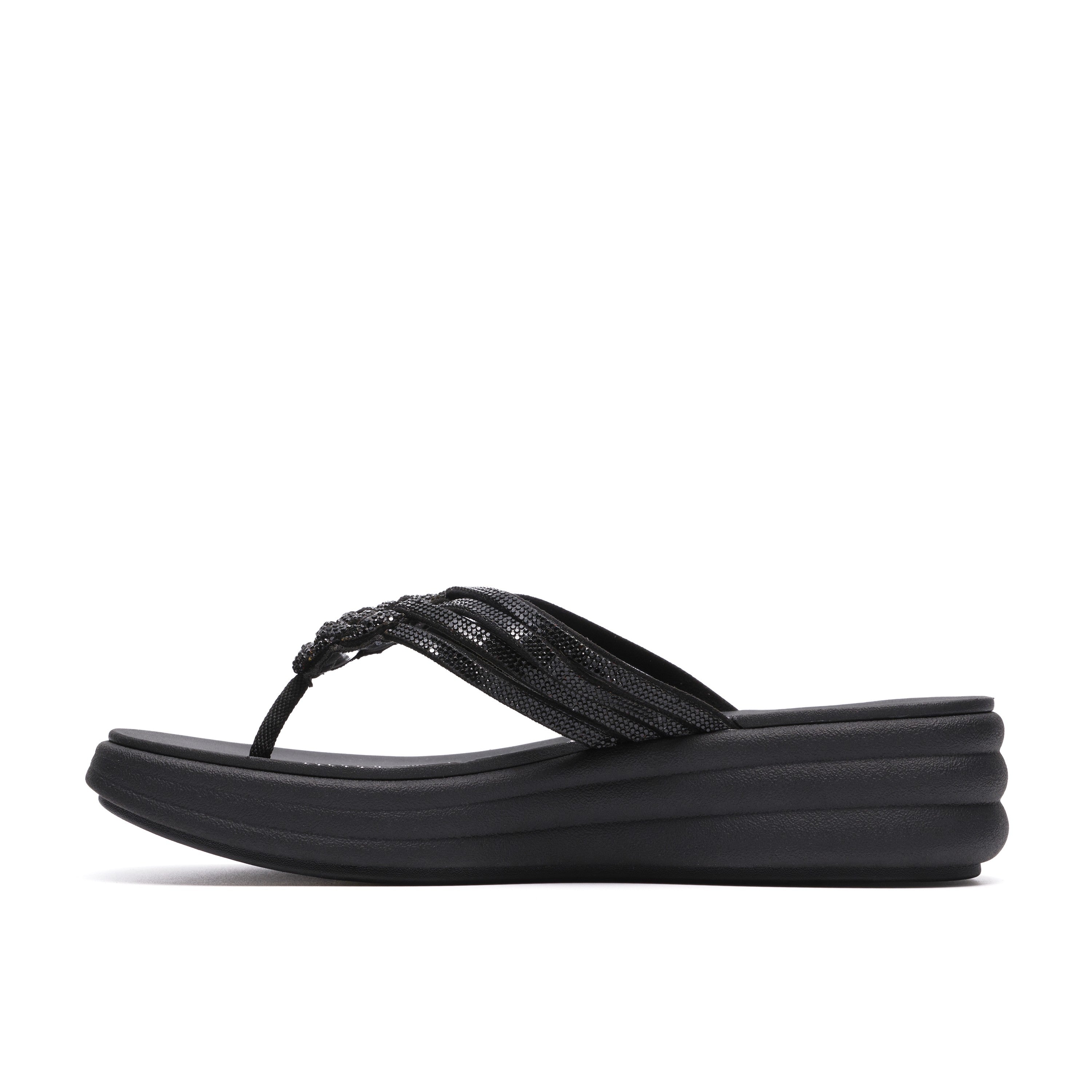 Clarks Women Black Drift Gem Sandals