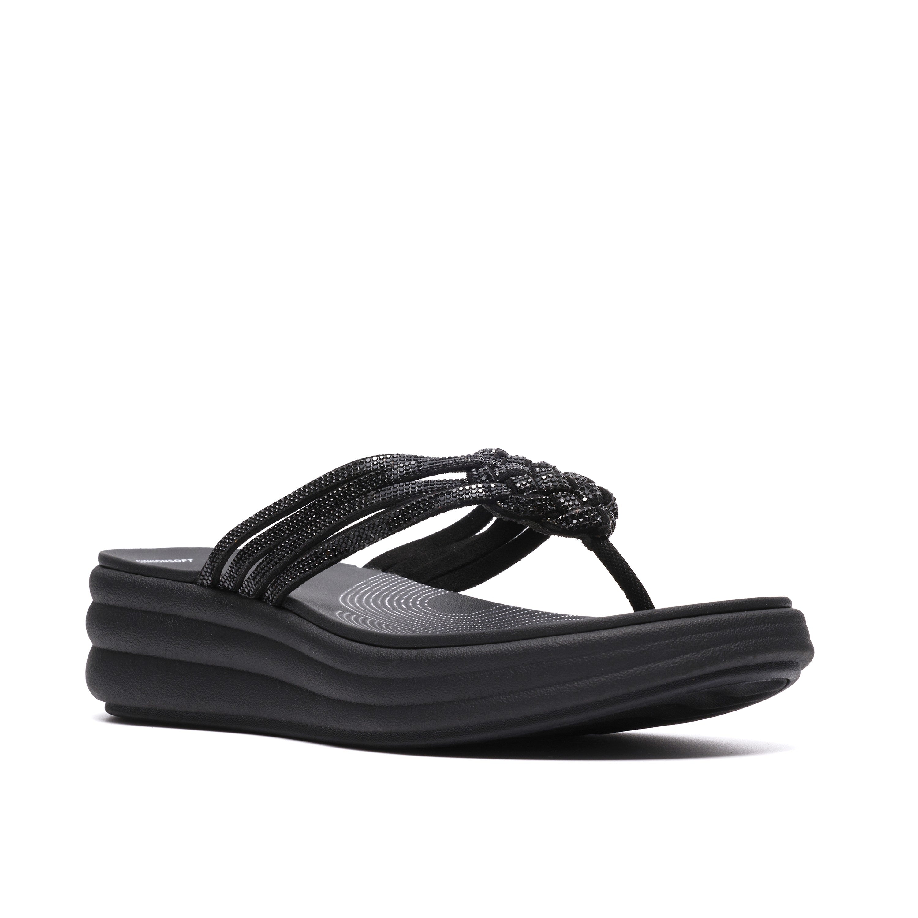 Clarks Women Black Drift Gem Sandals