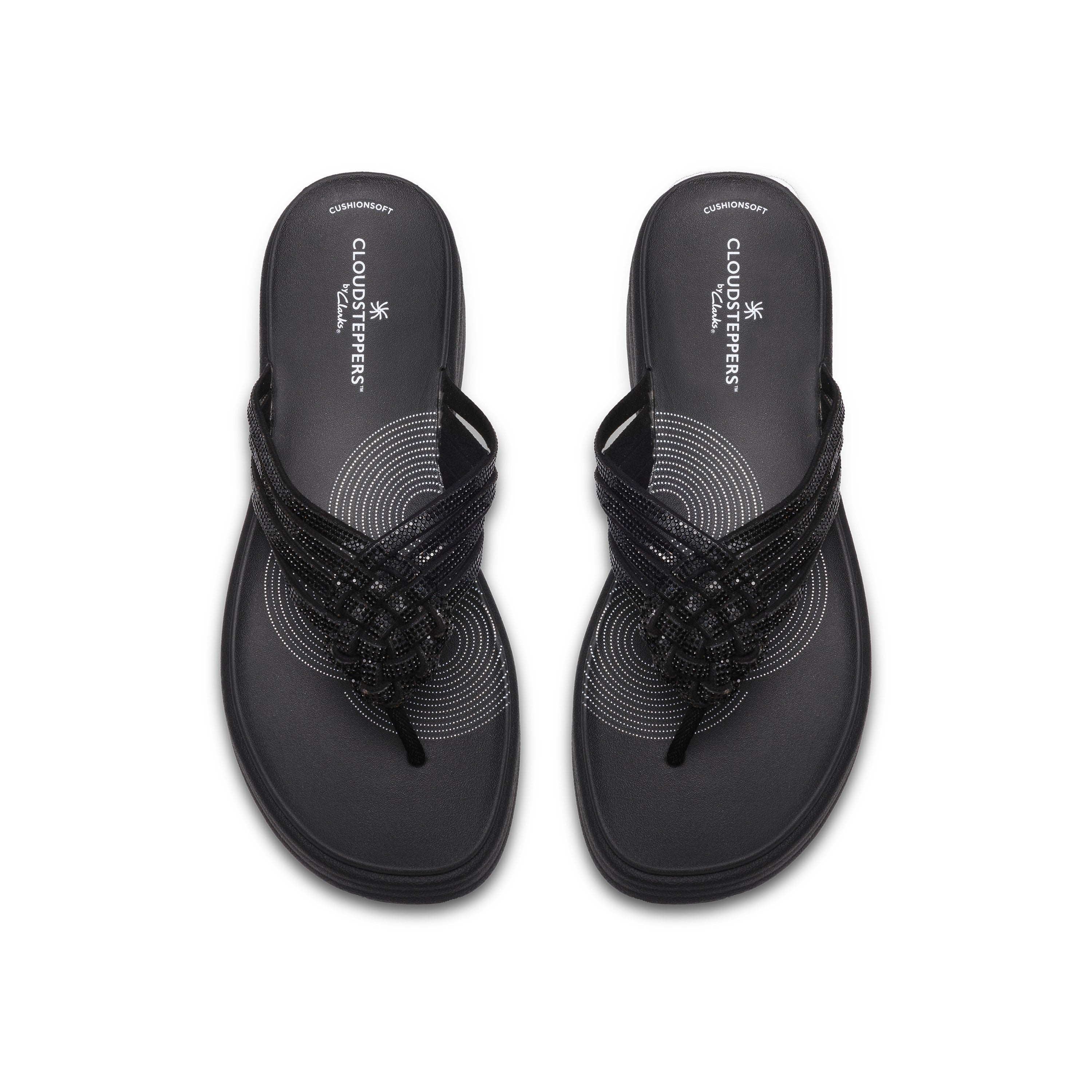 Clarks Women Black Drift Gem Sandals