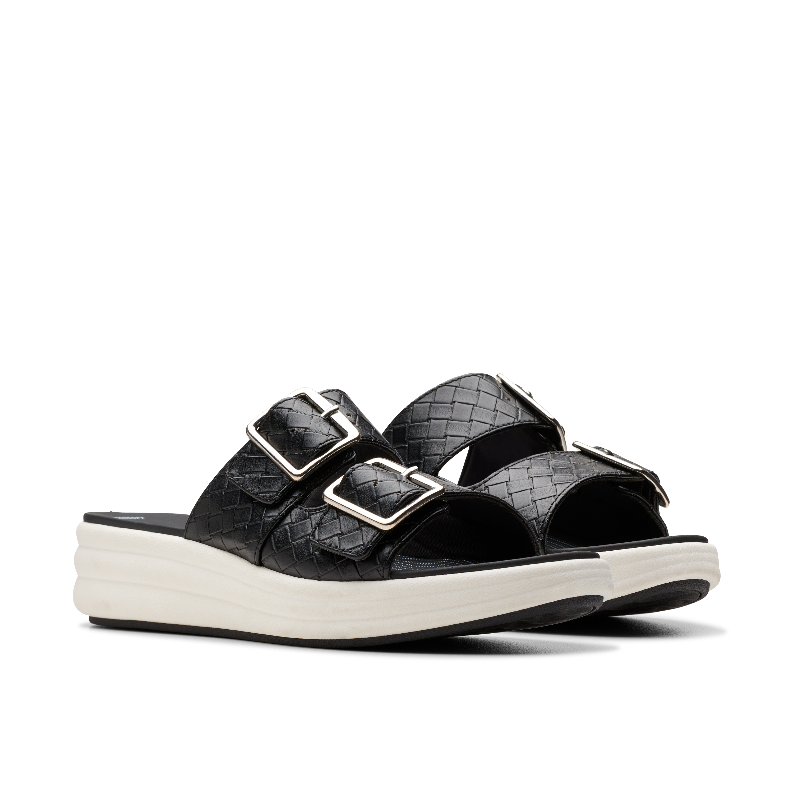 Clarks Women Drift Buckle Black Slide